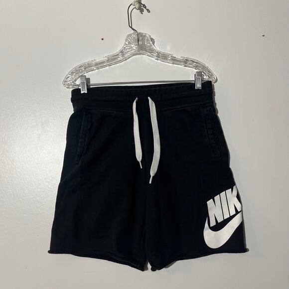 Vintage Y2K Nike Black Athletic White Logo Print Lounge Shorts Men’s Size Medium - Picture 1 of 6